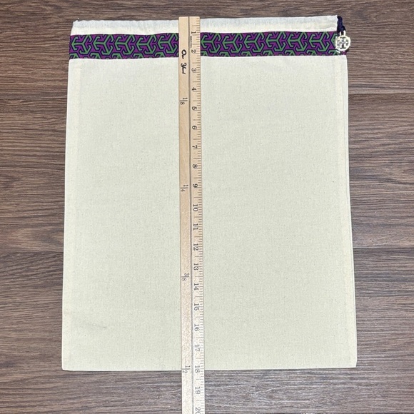 Tory Burch Canvas Dust Bag with Purple and Green Trim - Picture 5 of 5